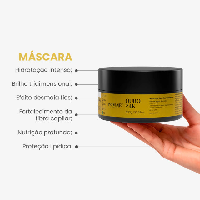 Máscara de Hidratação Ouro 24K 300g - Prohair